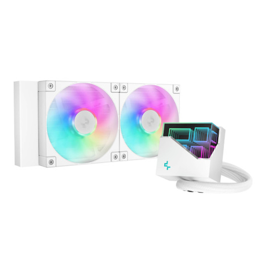 DeepCool LT240 ARGB Liquid CPU Cooler, 240mm Radiator, 2x FD12 ARGB Fan, 2400 RPM Fan Speed, 72.04 CFM Airflow, Hydro Bearing Type, Anti-Leak Technology, White | R-LT240-WHAMNC-G-1